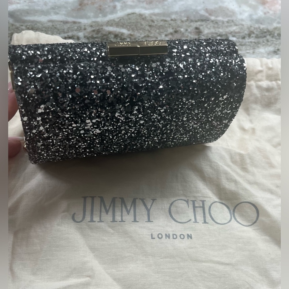 Jimmy Choo Glitter Mini Tube Clutch - Picture 2 of 8